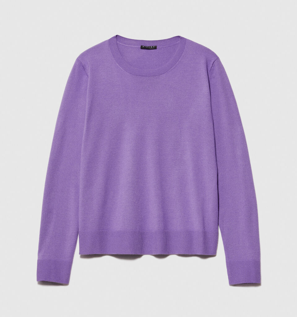 Solid colored sweater - women's crew neck sweaters - Lilac | Sisley image number 6